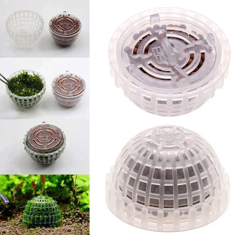 Aquarium Moss Ball Holder – Transparent Plastic Aquatic Plant Container & Filter Decoration for Fish Shrimp Tanks