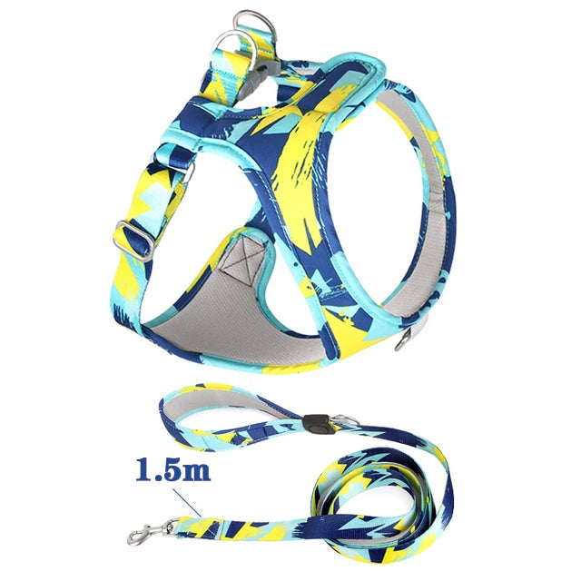New Dog Cat Harness | Adjustable Vest Walking Lead Leash | Puppy Dogs Collar | Polyester Mesh Harness | Small Medium Dog Cat Pet