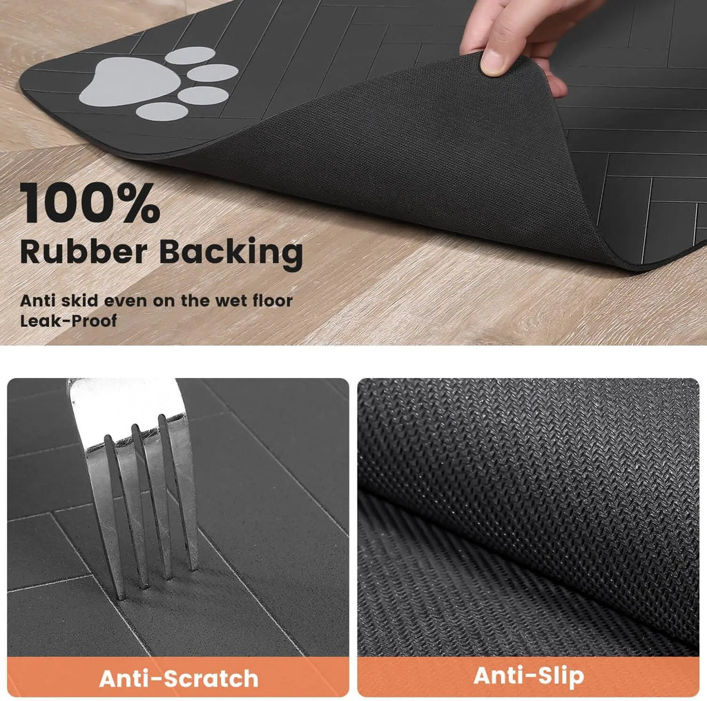 Pet Feeding Mat-Absorbent Pet Placemat for Food and Water Bowl | Waterproof Rubber Backing | Quick Dry Water Mat for Dog/Cat