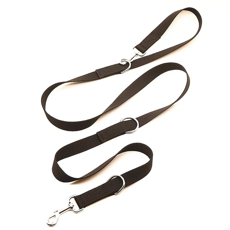 Adjustable Dog Walking Training Lead with Dual Snap Hooks and D-Rings
