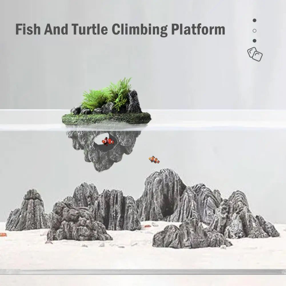 Fish Tank Artificial Stone Decoration – Miniature Floating Moss Rock with Cave Hideout for Aquarium Landscaping