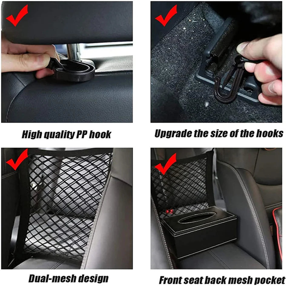 Dog Car Net Barrier with Storage Bag – Rear Seat Safety Fence for Pets and Kids