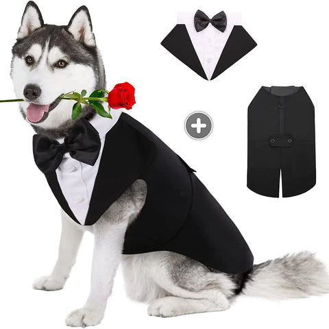 Pet Dog Clothes Fashion Party Show Formal Suit Tie Bow Shirt Wedding Tuxedo Halloween Dress for Small Large Dog Clothes Supplies