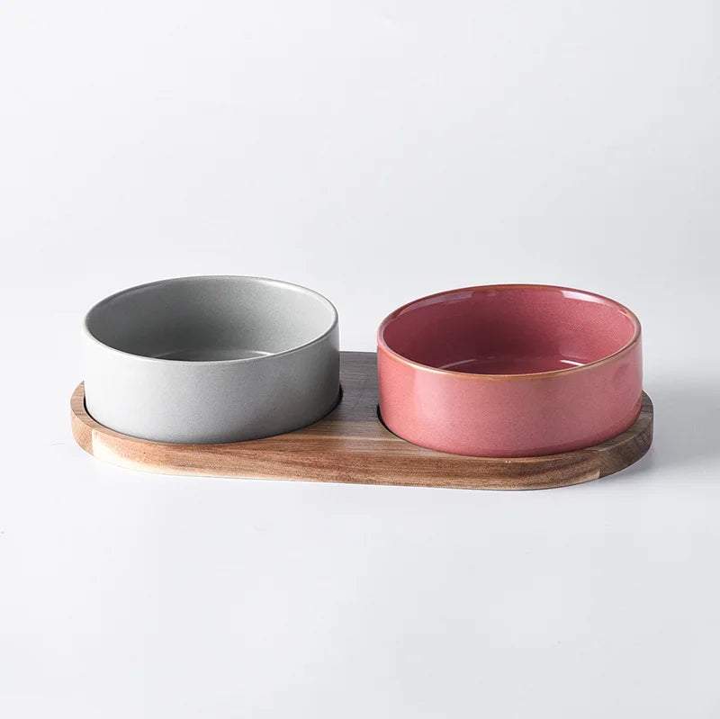 Cat Bowl | Cat Food Bowl | Ceramic Pet Food & Water Feeder | For Small & Medium-Sized Dogs | Spine Protection | Rollover Prevention
