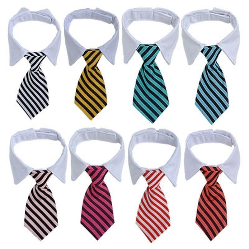 2023 Dog Cat Grooming | Striped Bow Tie - Adjustable Animal Collar | Christmas Pet Necktie | Formal White Collar for Dogs & Cats | Party & Wedding Wear