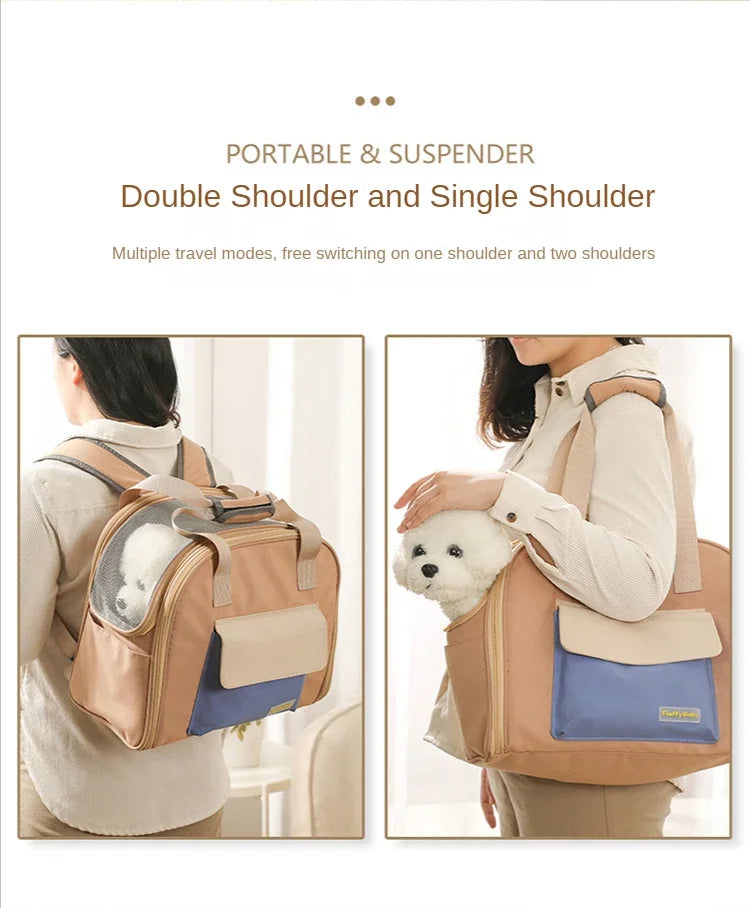 Pet Carrier Bag for Cats Travel Backpack/Transport for Dogs | Expandable Tunnel & Shoulder Strap Options