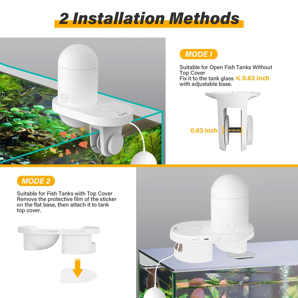 Automatic Aquarium Fish Feeder with 2K HD Camera and WiFi Control