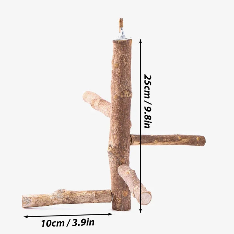 Natural Wood Bird Branch Stand | Perches Pet Parakeet Budgie Hanging Play Toy | Bird Cage Parrot Wooden Desk Holder Perches Platform