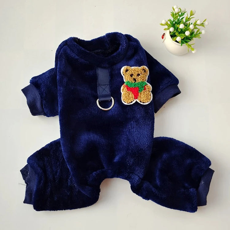 Fleece Warm Winter Dog Jumpsuit Pajamas for Small Dogs | Pomeranian Puppy Nightshirt & Cat Overalls