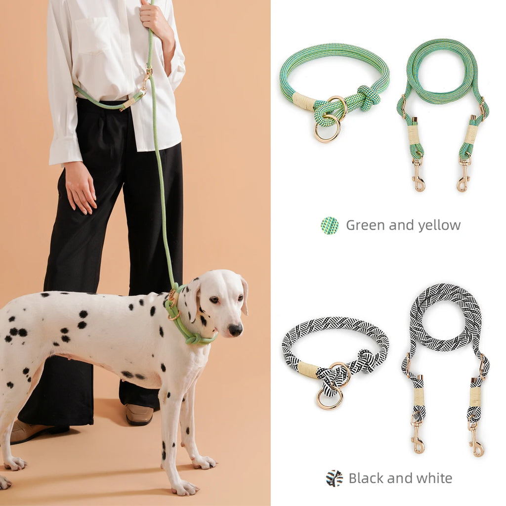 Striped Nylon Rope Dog Collar Slip-On Quick Release Personalized Collar for Small to Large Dogs