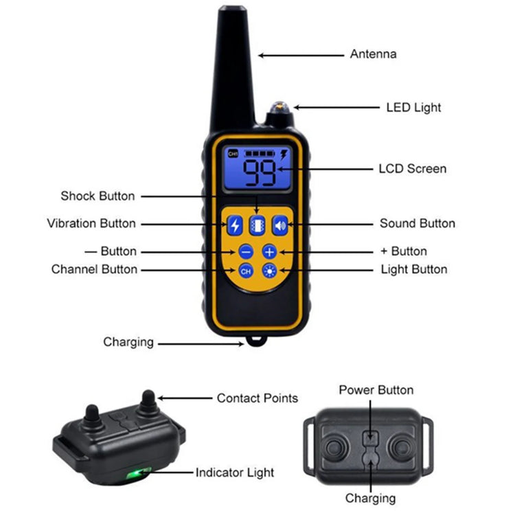 Waterproof Electric Dog Training Collar with Remote – Rechargeable Anti-Bark Device for All Dog Sizes