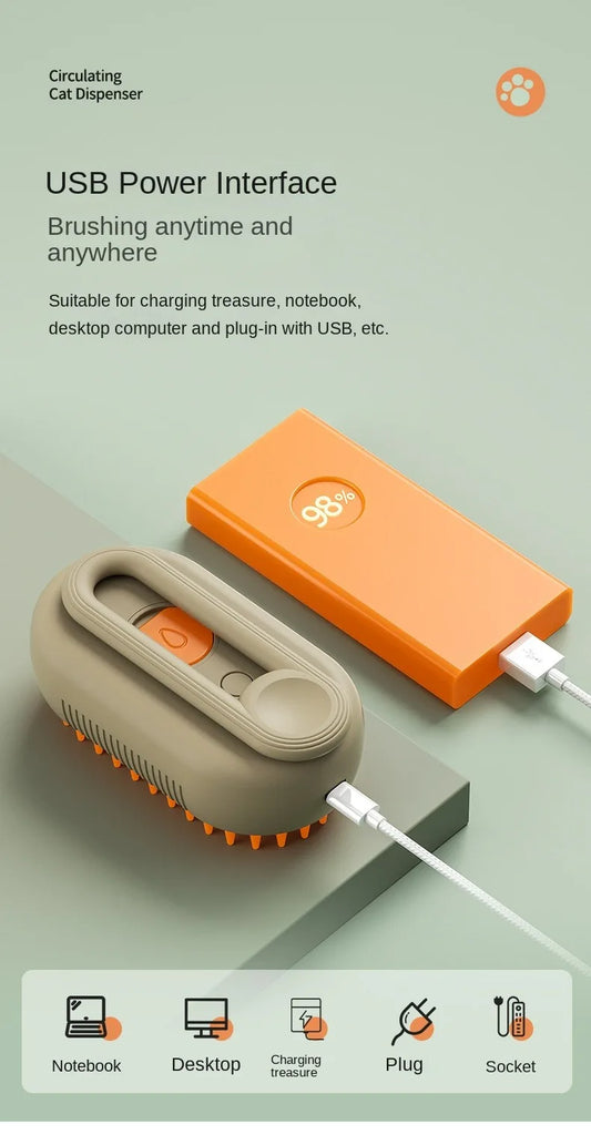 Pet Electric Spray Comb | Cat Dog Hair Removal | Cleaning Massage Grooming Tool