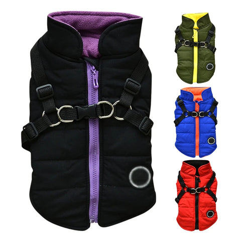 Dog Coat with Harness Winter Fleece Zipper Jacket Small Dog Clothes Winter Cat Apparel Lightweight for Indoor Outdoor Pet Gifts
