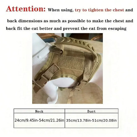 Outdoor Cat Vest | Waterproof Cat Clothes | Adjustable Cat Chest Strap | Special Walking Vest for Cats | Secure Outdoor Pet Harness