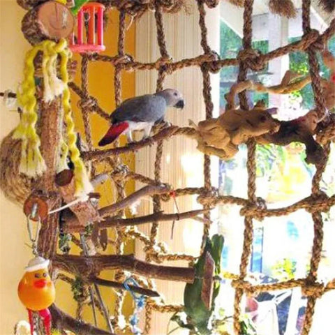 40*40cm Parrot Climbing Net | Bird Toy Swing Rope Net | Bird Stand Hammock with Hook | Hanging Chewing Biting Toy for Parrots