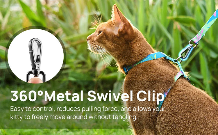Cat Carrier – Lightweight & Escape-Proof | Adjustable Soft Harness & Leash Set for Walking & Travel | Secure & Breathable Kitten Harness