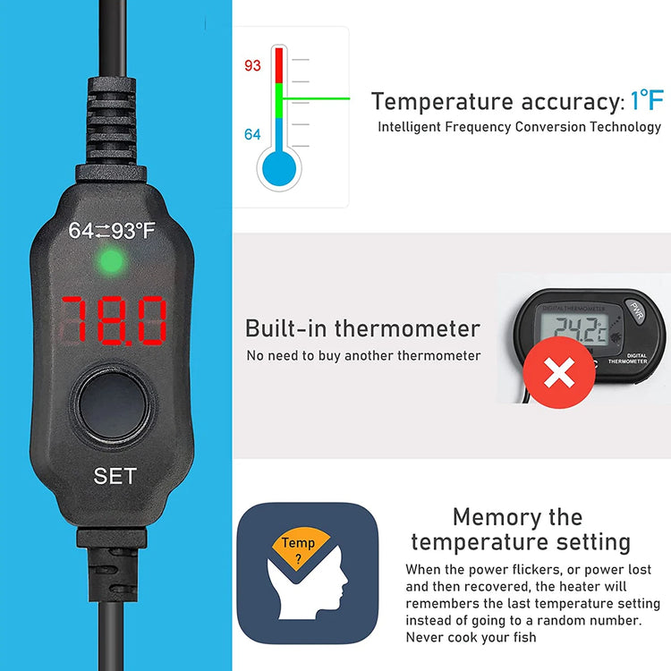USB 10W Mini Aquarium Heater – Digital Display, Adjustable Temperature, for 1–5L Fish Tanks