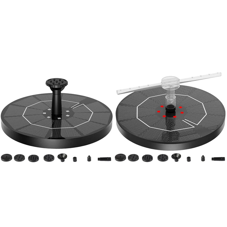 2.2W Solar Bird Bath Fountain | Floating Water Pump with LED Light & 6 Spray Nozzles for Birdbaths, Ponds, and Outdoor Water Features