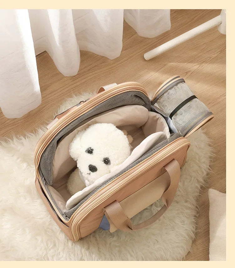 Pet Carrier Bag for Cats Travel Backpack/Transport for Dogs | Expandable Tunnel & Shoulder Strap Options