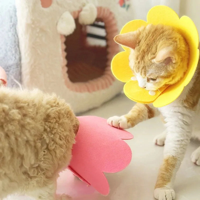 Pet Recovery Collar | Protective Cone for Cats & Dogs | Anti-Bite Lick Wound Healing | Soft Felt E-Collar | Post-Surgery Neck Cone
