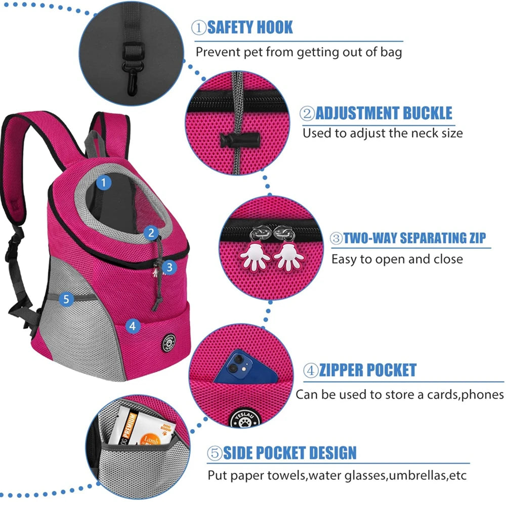 Breathable Dog Carrier Backpack – Travel Pet Bag for Small to Medium Dogs and Cats