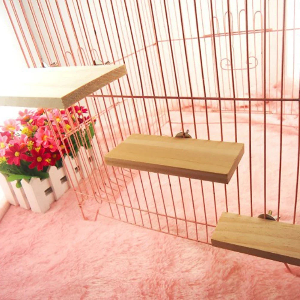 Pet Bird Parrot Wood Platform Stand | Hamster Branch Perches | Cage Pedal Toys | 3 Sizes Pet Supplies