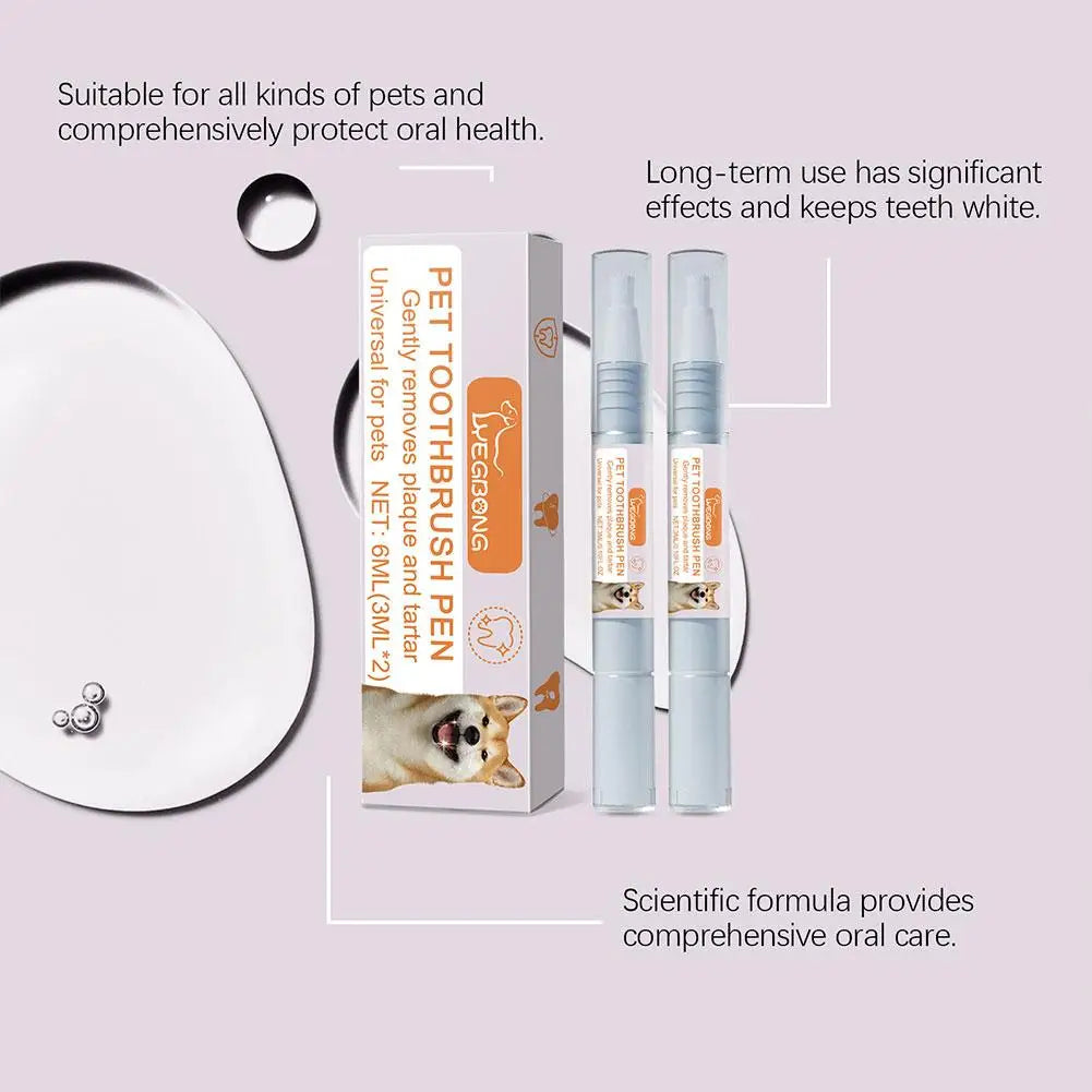 Pet Teeth Cleaning Gel Pen for Dogs and Cats – Oral Care, Breath Freshener, Tartar & Stain Remover