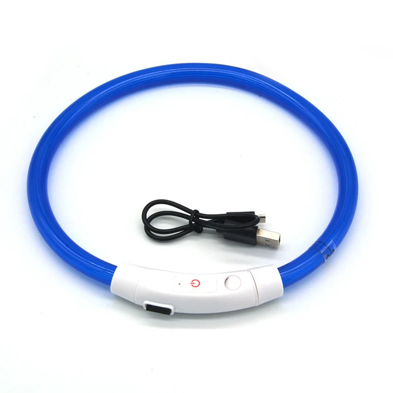 USB Rechargeable LED Dog Collar – Adjustable Luminous Safety Light Collar for Night Visibility