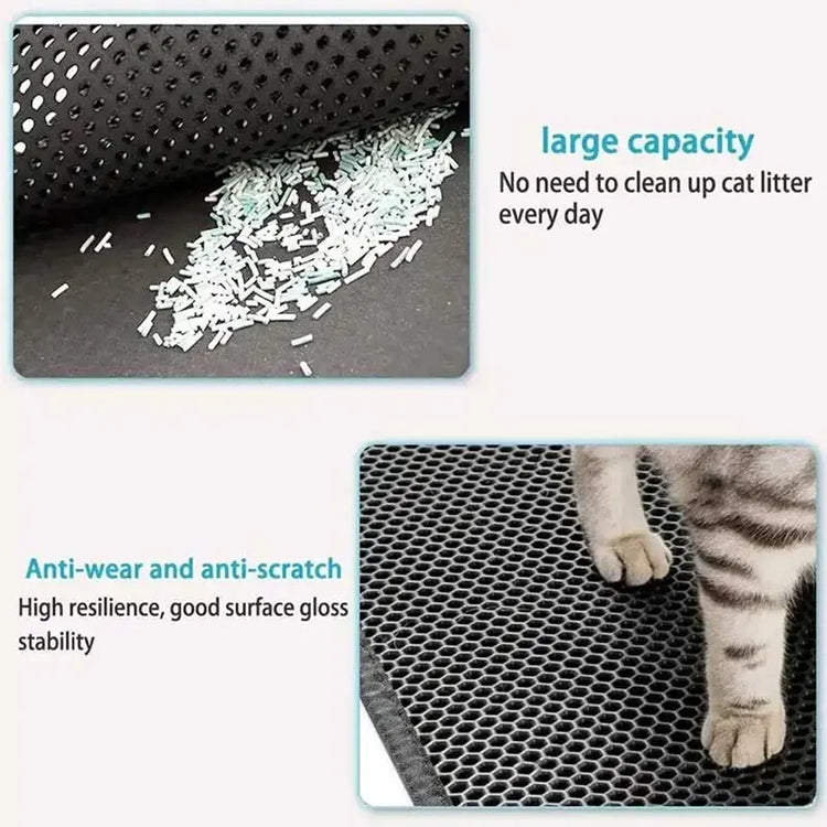 Cat Litter Mat - Double Layer | Cat Litter Box Waterproof Mat | Non-slip Sand Cat Pad | Foldable Washable Mat | Pet Clean Supplies