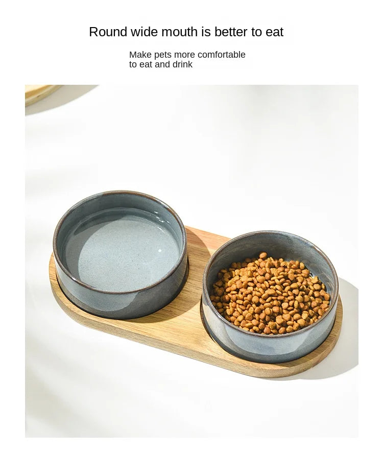 Cat Bowl | Cat Food Bowl | Ceramic Pet Food & Water Feeder | For Small & Medium-Sized Dogs | Spine Protection | Rollover Prevention