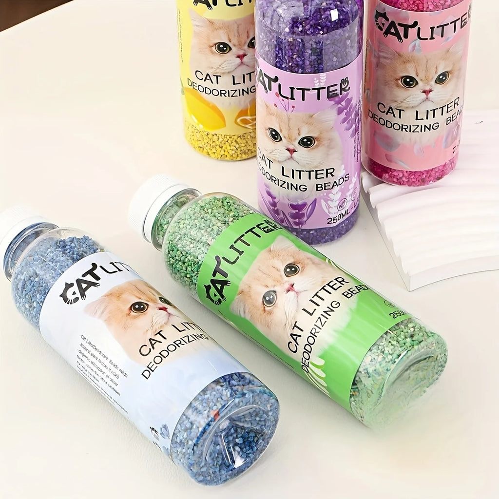 A Bottle of Cat Litter Deodorizing Beads | Cat Litter Freshener | Pet Odor Neutralizing Scented Additives | Odor Control for Litter Box