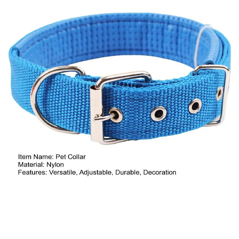 Adjustable Nylon Pet Collar with Traction Ring – Durable and Comfortable Dog Neck Strap