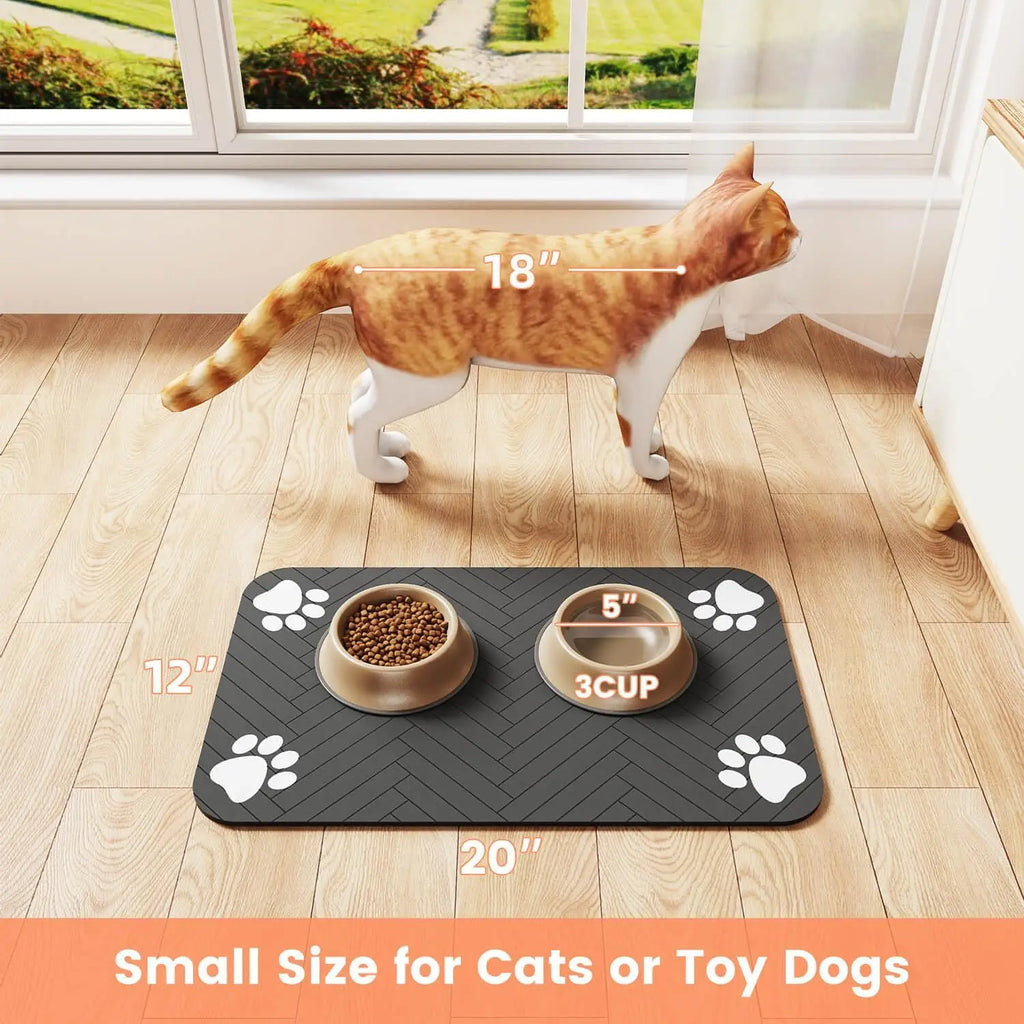 Pet Feeding Mat-Absorbent Pet Placemat for Food and Water Bowl | Waterproof Rubber Backing | Quick Dry Water Mat for Dog/Cat