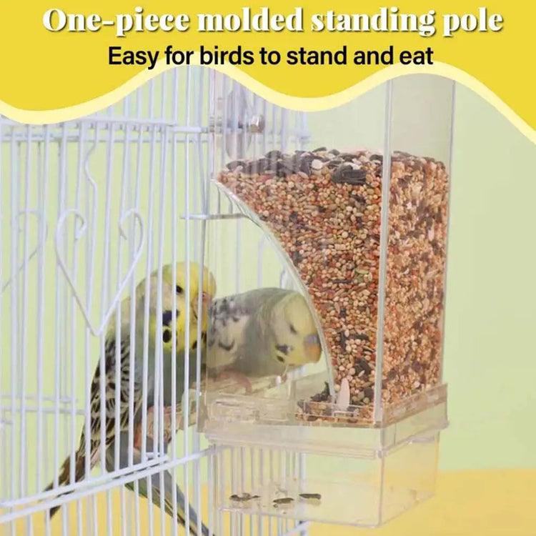 Automatic No-Spill Transparent Bird Feeder | Can Be Hung or Placed on Desktop | Ideal for Small & Medium Parakeets