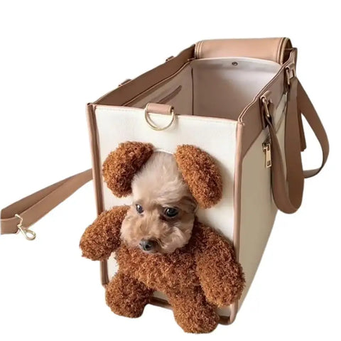 Puppy Travel Bag – Soft, Breathable PU Leather Dog Carry Bag for Small Pets
