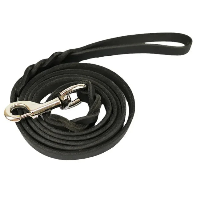 Braided Leather Dog Collar and Leash Set – Durable Genuine Cowhide for Medium & Large Dogs