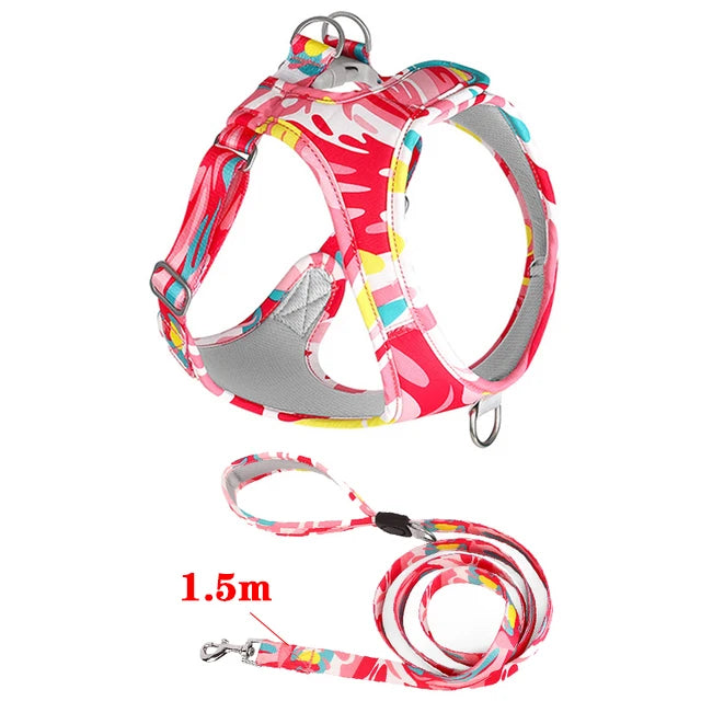 New Dog Cat Harness | Adjustable Vest Walking Lead Leash | Puppy Dogs Collar | Polyester Mesh Harness | Small Medium Dog Cat Pet