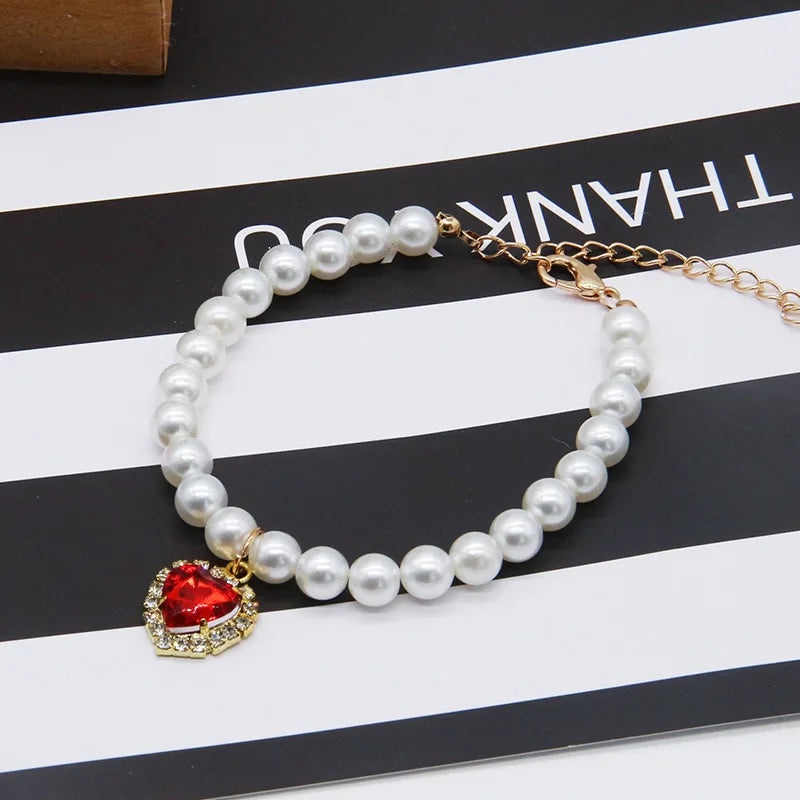 New Cat Collar Decoration | Cute Exquisite Neck Accessory | Adjustable Kitten Necklace | Summer Style | High Simulation Pearls | Pet Supplies