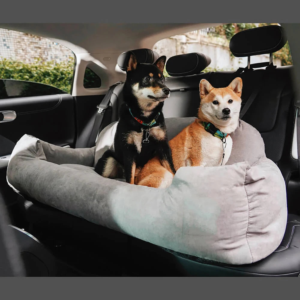 Large Dog Car Seat Carrier – Foldable Pet Travel Bed with Safety Straps & Washable Cover