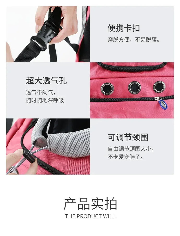 Portable Breathable Dog & Cat Carrier Backpack – Travel Pet Bag with Mesh Window and Adjustable Straps