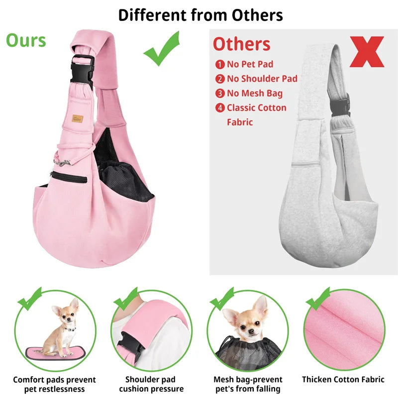Adjustable Pet Carrier Sling Bag – Soft, Breathable Shoulder Tote for Small Dogs & Cats