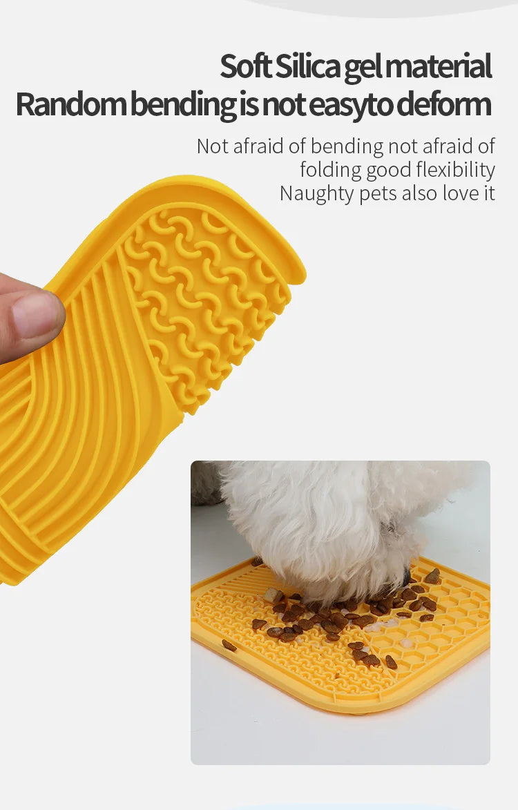 Silicone Pet Licking Mat for Cats/Dogs | Anti-Choking Slow Food Bowl | Bath Distraction Plate | Pet Supplies Cutlery