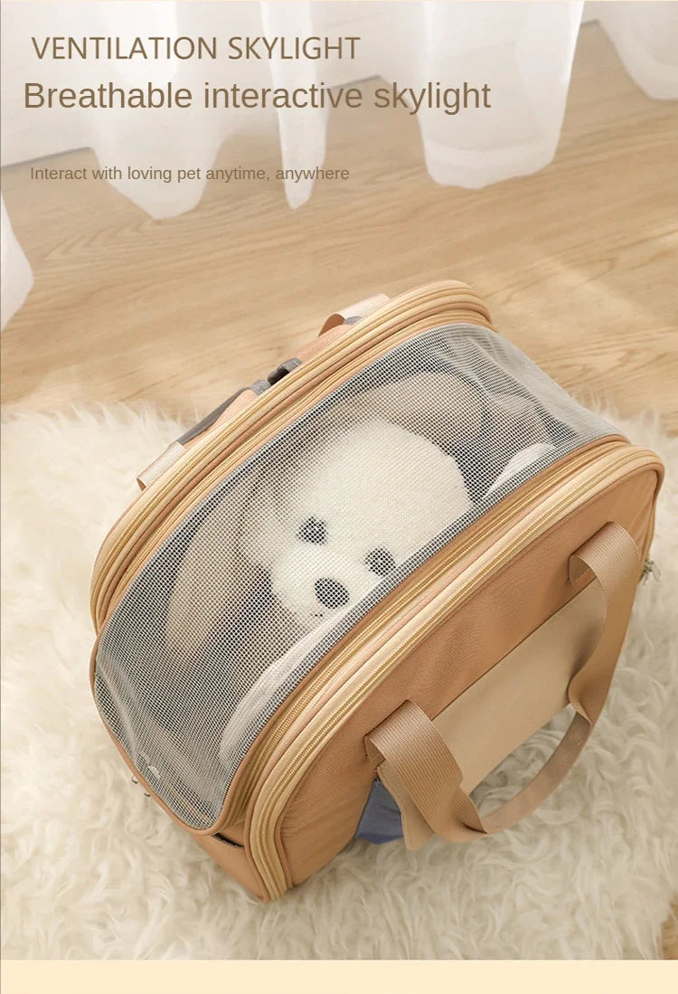 Pet Carrier Bag for Cats Travel Backpack/Transport for Dogs | Expandable Tunnel & Shoulder Strap Options