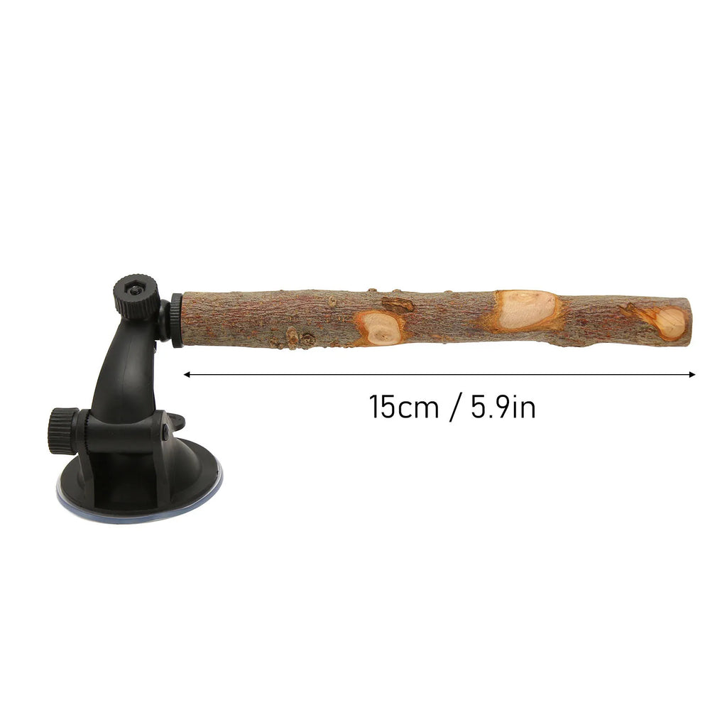 Wood Parrot Perch | Non-Slip Interactive Bird Window Perch with Suction Cups for Small to Medium Birds