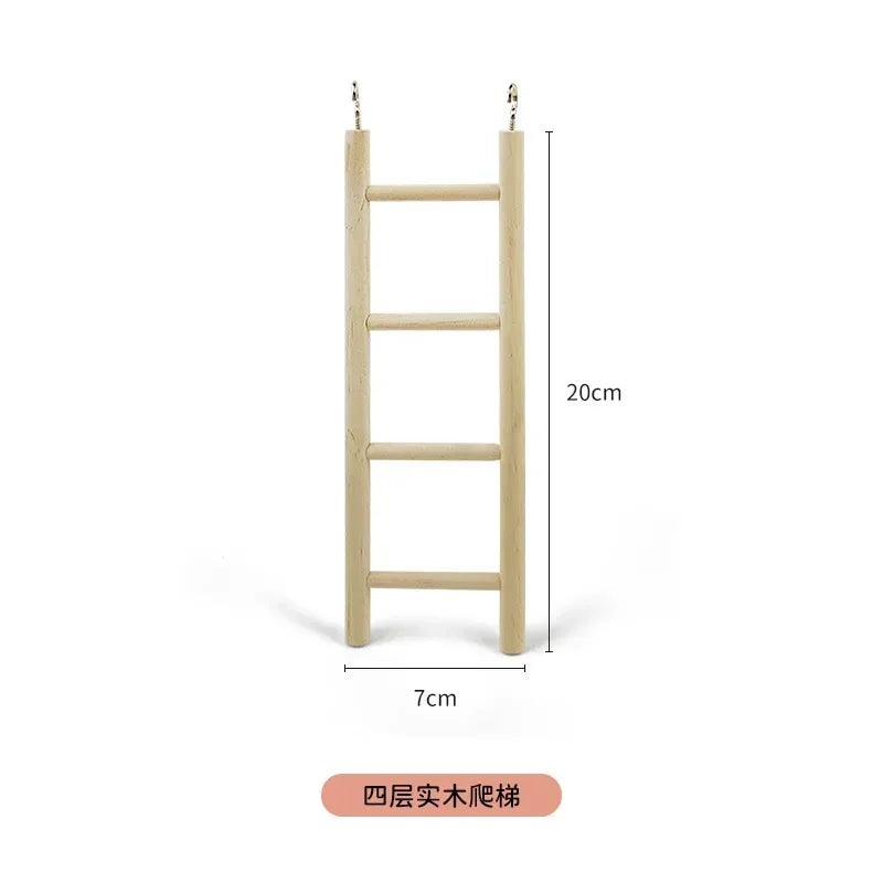 1PC Birds Toy | Wooden Ladders Swing Scratcher Perch Climbing | 3/4/5/6 Step Ladder for Bird Cage Parrots Hamsters Hanging Pet Supplies