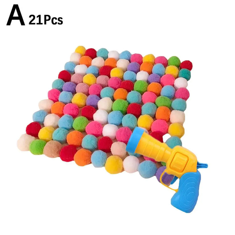 Cat Interactive Toy | Ball Launcher for Kittens | Silent Shooting Gun with Plush Balls | Pet Training Game | Fun Cat Toy Set | 20pcs Balls + 1 Launcher