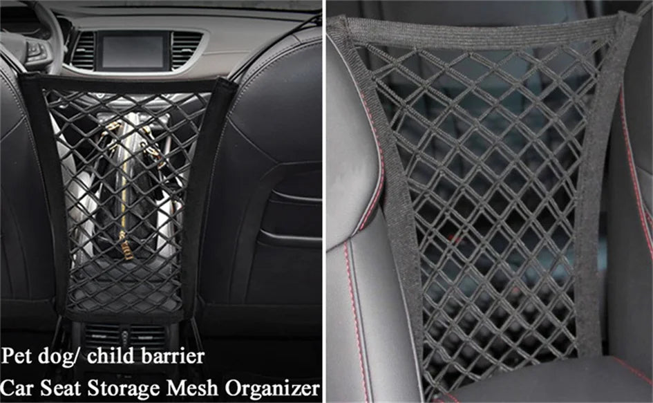 Dog Car Net Barrier with Storage Bag – Rear Seat Safety Fence for Pets and Kids