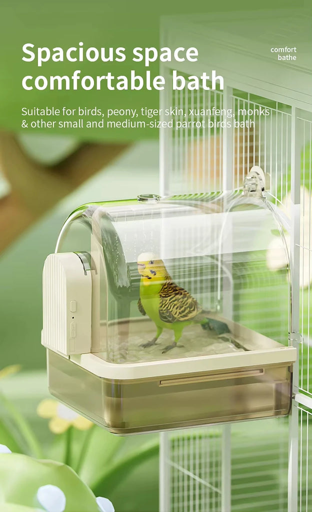 Smart Sensor Bird Bathtub – Automatic Electric Hanging Shower Box | Clear Parrot Bath with Hooks