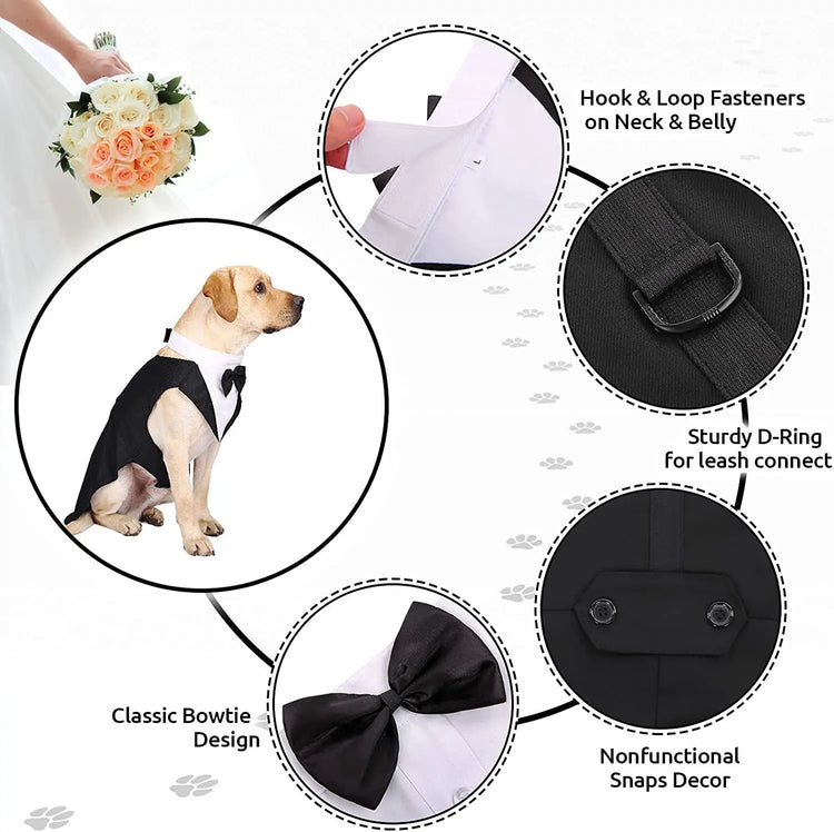 Pet Dog Clothes Fashion Party Show Formal Suit Tie Bow Shirt Wedding Tuxedo Halloween Dress