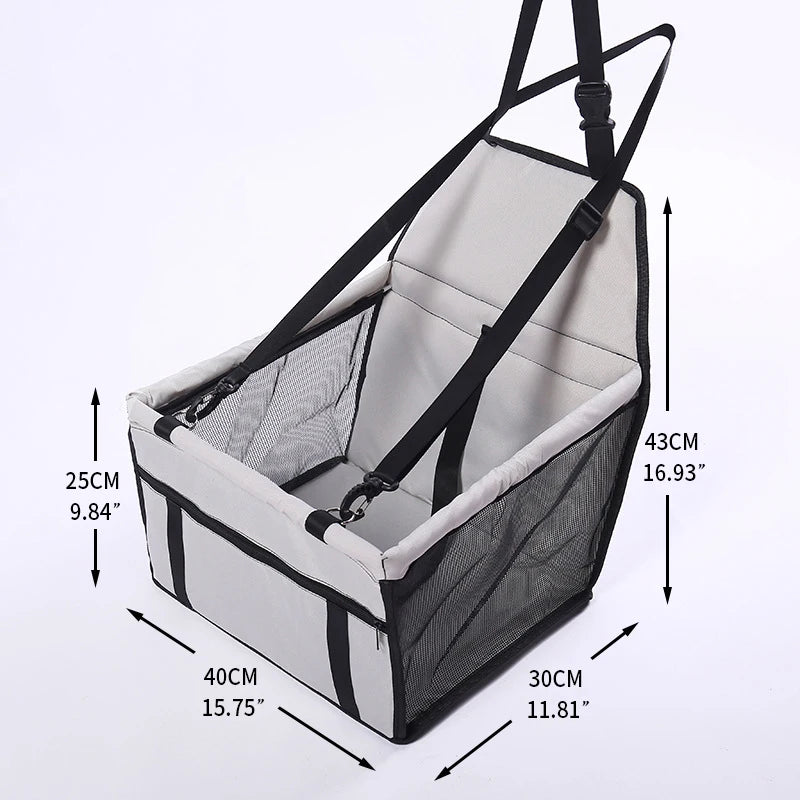 Foldable Dog Car Seat Carrier – Breathable Travel Bag for Small Dogs (40×30×25cm)